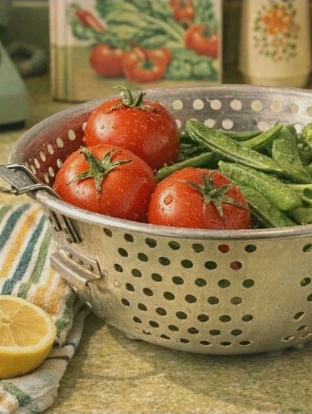 Vtg 1960s Aluminum Colander Strainer Footed Fruit Bowl Planter Farmhouse Kitchen